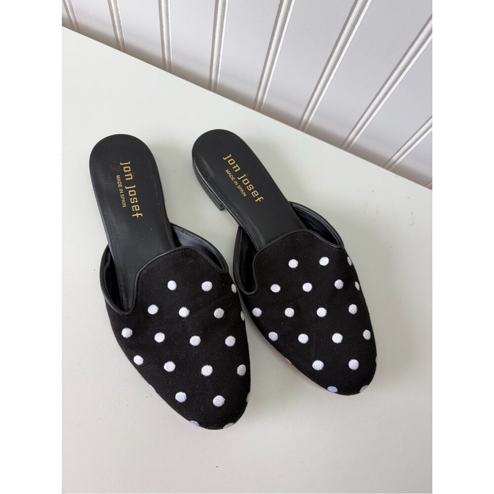 Jon Josef Black Polka Dot Slip-On Mules
